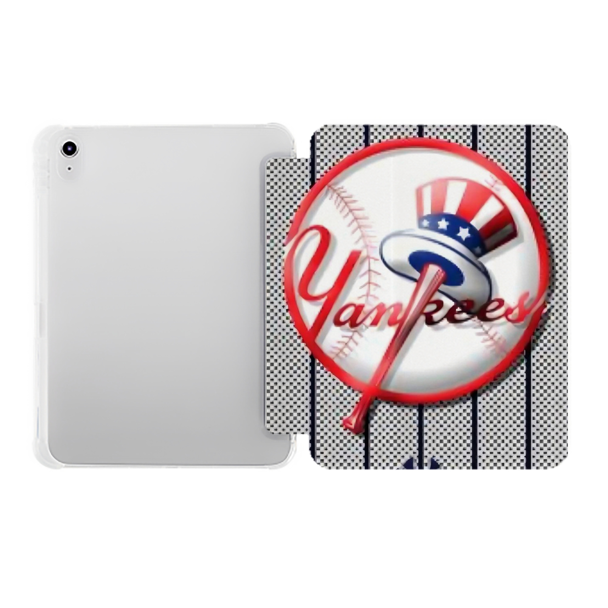 New York Yankees 191 Premium Tri-Fold PU Leather & Silicone IPad Case With Pencil Slot – Fits 9.5,10.5,10.9 – Adjustable Stand, Slim, Protective